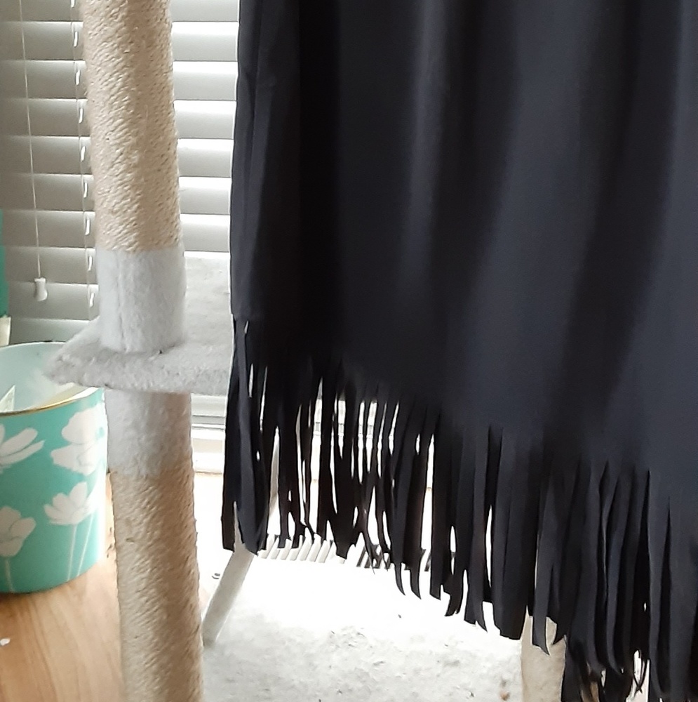 Women's dark gray fringed skirt, worn once